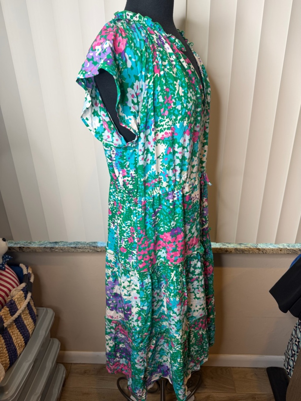Rails Womens Juni Midi Dress Gardenia Multi Color Tiered Midi Dress Size Large - Picture 4 of 8